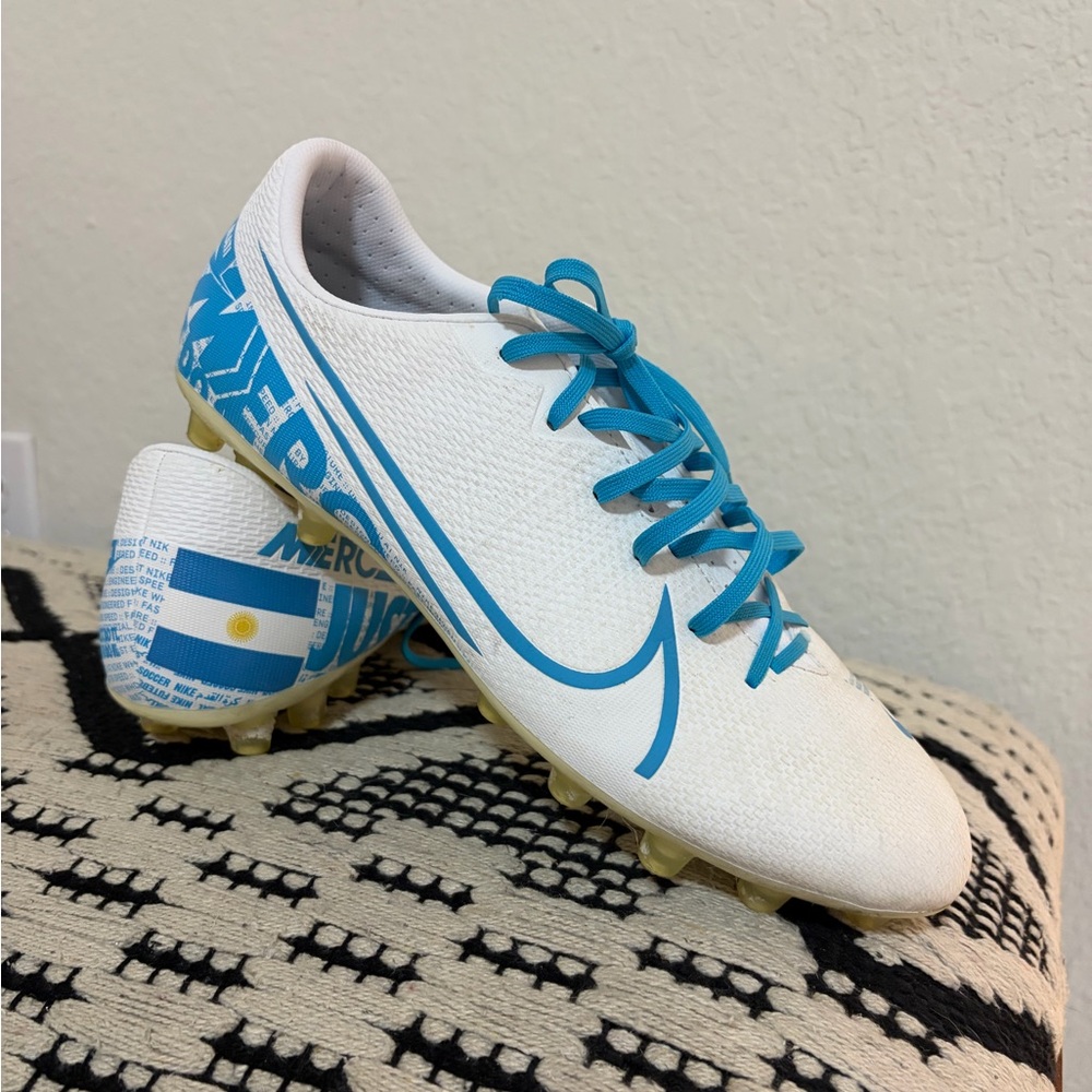 Nike Mercurial White and Blue Soccer Cleats
